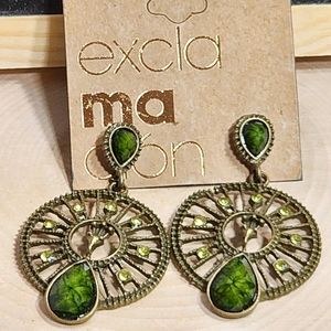 exclamacion Earrings/ Gold and Green/Women's/ NWT